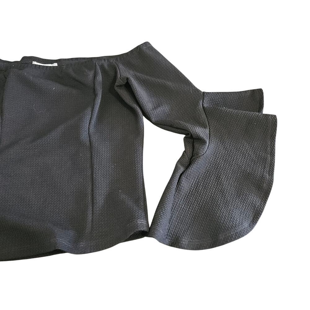 VTG Y2K Charlotte Russe Black Off The Shoulder Bell Sleeve Blouse Small Stretch - Picture 3 of 4